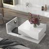 Modern Coffee Table with Tempered Glass, Wooden Cocktail Table with High-Gloss UV Surface, Modernist 2-Tier Rectangle Center Table for Living Room, White view 1