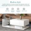 Modern Coffee Table with Tempered Glass, Wooden Cocktail Table with High-Gloss UV Surface, Modernist 2-Tier Rectangle Center Table for Living Room, White view 4