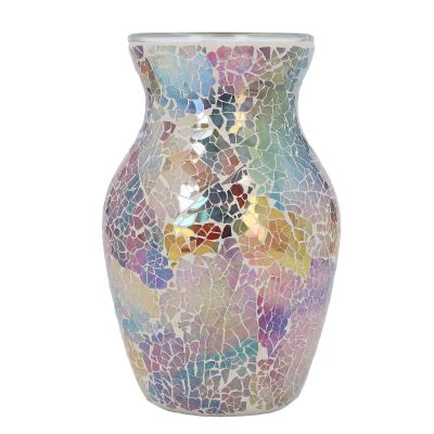 Wnvivi Colorful Mosaic Vase,Decorative Waist Glass Vase for Centerpiece,Glossy Mosaic Mirrored Glass Flower Vase Decoration for Living Room