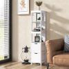 LOKO Tall Bathroom Storage Cabinet, Wooden Slim Bathroom Cabinet with Anti-toppling Device, Tall Narrow Storage Cabinet with 2 Removable Drawers, White view 4
