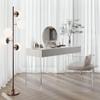 KWOKING Mirrored Wood Makeup Dressing Table Modern Style Stool Set in White Acrylic Dressing Table Bedroom Simple Modern Dressing Table Ins Dressing Table Makeup Vanity & Stools 31" L x 18" W x 30" H view 1