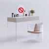 KWOKING Mirrored Wood Makeup Dressing Table Modern Style Stool Set in White Acrylic Dressing Table Bedroom Simple Modern Dressing Table Ins Dressing Table Makeup Vanity & Stools 31" L x 18" W x 30" H view 2