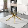 71 Inch Glass Dining Table, Modern Large Gold Dining Room Table for 6-8 People, Rectangular Kitchen Table with Tempered Glass Top and Golden Legs view 1