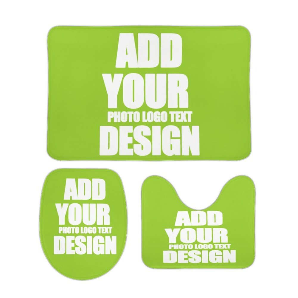 NALAHOME Custom 3 Piece Bathroom Rug Set with Your Picture Logo Text Personalized Area Rugs Toilet Contour Mat Lid Cover Non-Slip Bath Rugs for Home Bathroom Decor 80