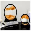 BENGUD 3D Landscape Quicksand Painting Round Glass Crafts Hourglass Gift Ornaments for Elders and Friends 12 Orange view 2