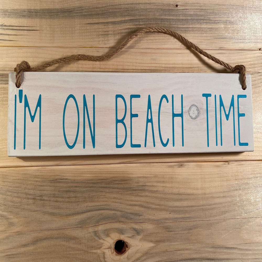 Beach Sign | Beach House | Beach House Dcor | Little Im on Beach Time Sign Wooden Signs with Sayings 4x16 Inch