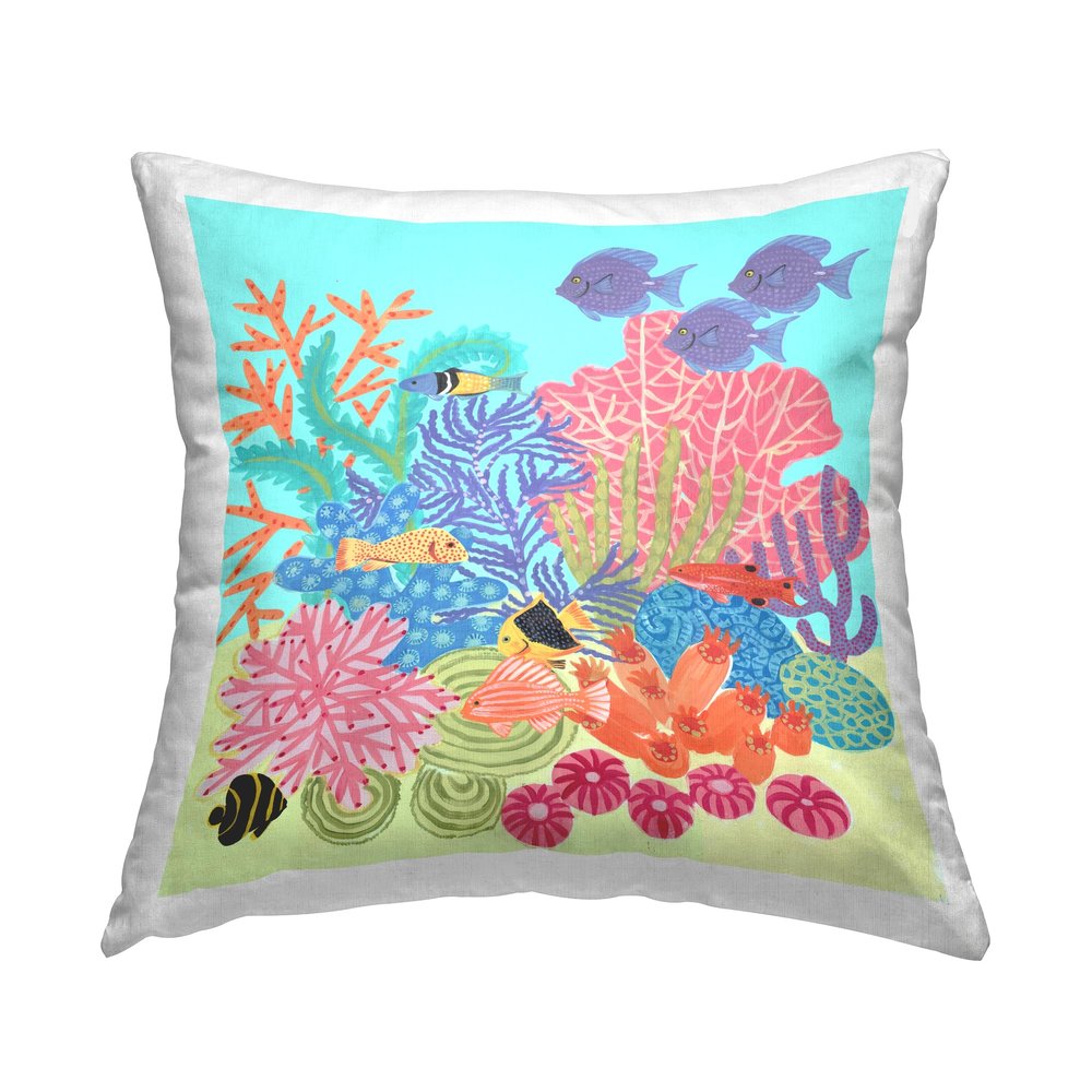 Stupell Industries Underwater Sea Life Reef Design by Maret Hensick Throw Pillow