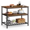 VASAGLE Kitchen Island with 3 Shelves, 39.4 Inches Width Kitchen Shelf with Large Worktop, Stable Steel Structure, Industrial, Easy to Assemble, Rustic Brown and Black UKKI005B01 view 1