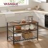 VASAGLE Kitchen Island with 3 Shelves, 39.4 Inches Width Kitchen Shelf with Large Worktop, Stable Steel Structure, Industrial, Easy to Assemble, Rustic Brown and Black UKKI005B01 view 2