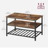 VASAGLE Kitchen Island with 3 Shelves, 39.4 Inches Width Kitchen Shelf with Large Worktop, Stable Steel Structure, Industrial, Easy to Assemble, Rustic Brown and Black UKKI005B01 view 3