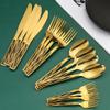 Modern Silverware Set for 16 with Unique Pattern Tableware Set,Retro 64 Piece Stainless Steel Cutlery Flatware Set, Kitchen Utensil Sets Knife Spoons Forks Set for Home Restaurant Mirror Polished view 4