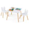 Costzon Kids Table and Chair Set, 3 Pieces Wooden Activity Table & 2 Rabbit Shaped Chairs with Solid Wood Legs, Space-saving Design, Toddler Table and Chairs for Children Playroom Kindergarten (White) view 1