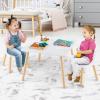 Costzon Kids Table and Chair Set, 3 Pieces Wooden Activity Table & 2 Rabbit Shaped Chairs with Solid Wood Legs, Space-saving Design, Toddler Table and Chairs for Children Playroom Kindergarten (White) view 2