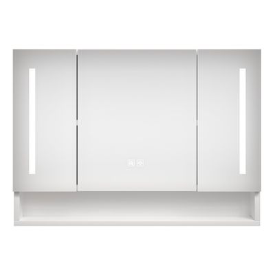 Bathroom Medicine Cabinet with Lights,LED Three Color Light,Wall Mounted Mirror Cabinet with Storage Rack,Suitable for Corridors, Bedrooms (Color : White, Size : 90cm)
