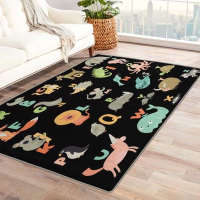 ZDABAOEC Kids Animal Alphabet Rug, 2x3 Rug, Educational ABC Area Rugs for Boys Girls Bedroom & Room Decor, Nursery Playroom Classroom Patterned Small Rug, Washable Non Slip Indoor Floor Carpet