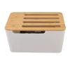 Syrisora Router Storage Box Large Space Multi Hole Bit Bamboo Cover Home WiFi Router Organizer view 1