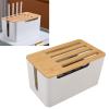 Syrisora Router Storage Box Large Space Multi Hole Bit Bamboo Cover Home WiFi Router Organizer view 3