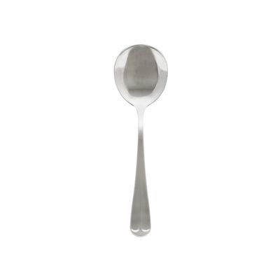 Thunder Group SLDK103 Bouillon Spoon, 6.02", Simple line-Trimmed Handle, 18/0 Stainless Steel, Bright Finish, Dakota, Pack of 12