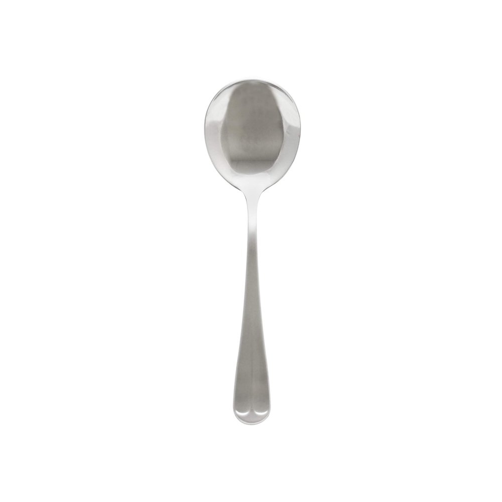 Thunder Group SLDK103 Bouillon Spoon, 6.02", Simple line-Trimmed Handle, 18/0 Stainless Steel, Bright Finish, Dakota, Pack of 12