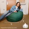 Big Joe Fuf 4Ft Foam Bean Bag Chair with Removable Cover for Kids, Teens, Collegiate Green Velveteen, Durable Woven Polyester, 4 foot Large Reading and Gaming Seat view 3
