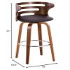 Grandview Gallery Cosini 30" Fixed Height Barstool in Walnut Wood Finish with Round Chrome Footrest - Set of 2 (Brown Faux Leather) view 2