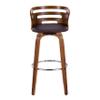 Grandview Gallery Cosini 30" Fixed Height Barstool in Walnut Wood Finish with Round Chrome Footrest - Set of 2 (Brown Faux Leather) view 4