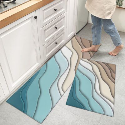 Kitchen Mats for Floor, Abstract Beach Turquoise Teal Ombre Kitchen Rugs, Kitchen Organization 2pcs Kitchen Mat, Kitchen Decor Runner Rug, Anti-Fatigue Mats for Kitchen Floor, Kitchen Gadgets