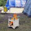 Camping Wood Stove, Portable Stainless Steel Folding Wood Burning Stove Mini Cooker Camping Backpacking Stove Folding Wood Stove for Outdoor Camping Travel Hiking Picnic, 3.9x3.9x5.0in view 2