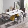 63" Modern White Marble Dining Table, Rectangular Kitchen Table with Sintered Stone Table Top and Gold Metal Base Dining Room Table for 4-6 Seats, for Office Living Room Apartment (Table Only) view 1
