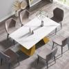 63" Modern White Marble Dining Table, Rectangular Kitchen Table with Sintered Stone Table Top and Gold Metal Base Dining Room Table for 4-6 Seats, for Office Living Room Apartment (Table Only) view 2
