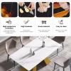 63" Modern White Marble Dining Table, Rectangular Kitchen Table with Sintered Stone Table Top and Gold Metal Base Dining Room Table for 4-6 Seats, for Office Living Room Apartment (Table Only) view 4