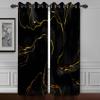 Baocicco Black Texture Marble Window Curtains for Bedroom Art Fluid Black Golden Marble Window Drapes for Living Room Luxury Modern Fashion Design Blackout Curtains 2 Panels 53Wx72H Inches view 1