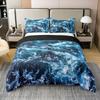 Erosebridal 100% Organic Cotton Blue Waves Comforter Cover Ocean Sea Duvet Cover Summer Theme Print Bedding Set Cozy Quilt Cover Room Decorative Ultra Soft Breathable Bedclothes Queen Size view 1