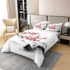 100% Cotton Japanese-Style Duvet Cover King, Red Cherry Blossoms Printed Bedding Set for Adult Women Teen Girls, Mount Fuji Ink Painting Black White Bedroom Decor Soft Breathable Comforter Cover view 3