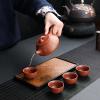 Zisha Teapot Teacup Set, 6 oz Chinese Yixing Purple Clay Tea Pot with 4 Clay Tea Cups, Hand-carved Chinese Characters Kung Fu Infuser Tea Kettle for Loose Leaf Portable Travel Tea Sets view 2