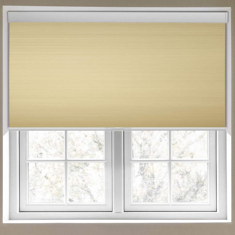 Sulugood Cellular Shades Blackout Honeycomb Shades for Windows Cordless Honeycomb Blinds Pull Down Shades Room Darkening Thermal Insulated Blinds for Home Door Office Bedroom,Beige,53" W x 48" H