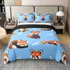 Erosebridal 100% Cotton Red Panda Duvet Cover King, Kawaii Bedding Set for Kids Boys Girls, Cute Animal Pattern Bedroom Decor Comforter Cover, Cartoon Panda Printed Wildlife Style Blue Quilt Cover view 1