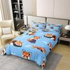 Erosebridal 100% Cotton Red Panda Duvet Cover King, Kawaii Bedding Set for Kids Boys Girls, Cute Animal Pattern Bedroom Decor Comforter Cover, Cartoon Panda Printed Wildlife Style Blue Quilt Cover view 2