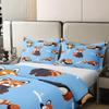 Erosebridal 100% Cotton Red Panda Duvet Cover King, Kawaii Bedding Set for Kids Boys Girls, Cute Animal Pattern Bedroom Decor Comforter Cover, Cartoon Panda Printed Wildlife Style Blue Quilt Cover view 4