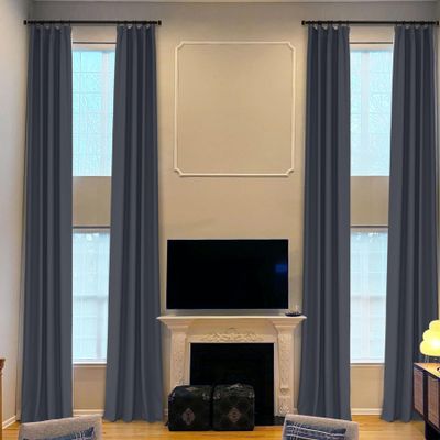 Fcosie 11ft Tall Blackout Curtains for High Living Room 10, 12, 14, 15, 16, 17, 18, 20, 24 ft Extra Long 4-IN-1 Header Design Curtains Custom-Made Curtains Home Decor (2 PCS), 100"W x 132"L, Dark Grey