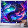 Aidatain Fantasy Colorful Sky Tapestry Moon Dazzling Nebula Yin and Yang Wall Tapestry, Large 84"x90" Flannel Fabric Art Tapestries Abstract Art Backdrop, For Living Room Bedroom Dorm GTOKAT0225 view 1