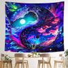 Aidatain Fantasy Colorful Sky Tapestry Moon Dazzling Nebula Yin and Yang Wall Tapestry, Large 84"x90" Flannel Fabric Art Tapestries Abstract Art Backdrop, For Living Room Bedroom Dorm GTOKAT0225 view 3