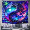 Aidatain Fantasy Colorful Sky Tapestry Moon Dazzling Nebula Yin and Yang Wall Tapestry, Large 84"x90" Flannel Fabric Art Tapestries Abstract Art Backdrop, For Living Room Bedroom Dorm GTOKAT0225 view 4