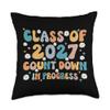 Class of 2027 Count Down Funny First Day Sophomore 27 Groovy Throw Pillow view 1