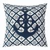 Nautical Anchor Throw Pillow Cover, Ocean Compass Pillow Cover 24x24 Inch for Sofa Bed Couch, Geometric Grid Stripes Decorative Square Pillow Case Summer Mediterranean Style, Navy Blue view 1