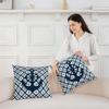Nautical Anchor Throw Pillow Cover, Ocean Compass Pillow Cover 24x24 Inch for Sofa Bed Couch, Geometric Grid Stripes Decorative Square Pillow Case Summer Mediterranean Style, Navy Blue view 3
