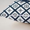 Nautical Anchor Throw Pillow Cover, Ocean Compass Pillow Cover 24x24 Inch for Sofa Bed Couch, Geometric Grid Stripes Decorative Square Pillow Case Summer Mediterranean Style, Navy Blue view 4