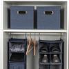 Household Essentials Collapsible Cotton Blend Cube Storage Box with Lid and Metal Grommet Handle, Set of 2, Denim view 4