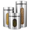 Alipis 3-piece Canister Set Large Lids Kitchen Storage Jars for Grains Beans Stainless Steel view 1