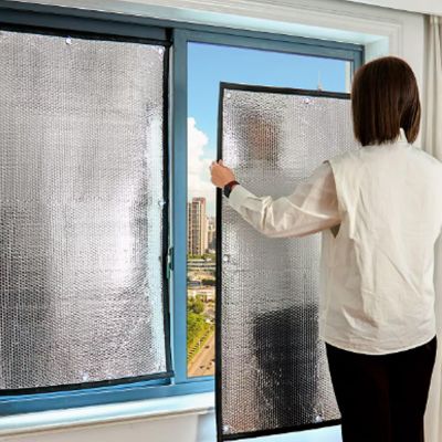 AIROTRON Anti-Glare Window Film,Custom Thermal Control Glass Film,Double Aluminum Insulation Foil,Privacy Protection Double Window Tint Film,Removable,Silver,for Home,Office,Bathroom (47x98in)